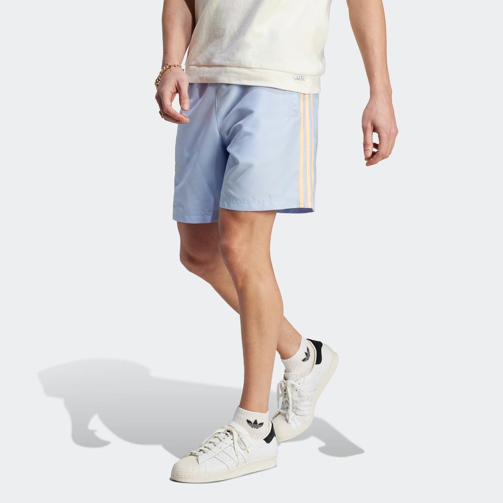 adidas Оригинальные шорты Enjoy Poly с тремя полосками и логотипом, спортивные шорты для мужчин, светло-розовые, синие IT8186