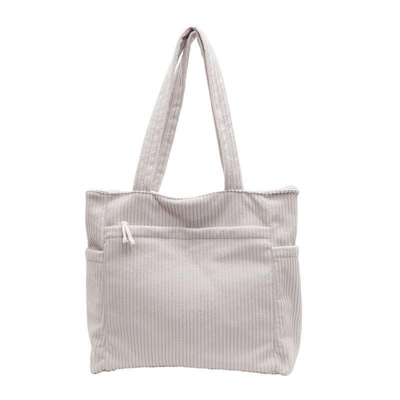 Большая вместительная сумка-тоут, однотонная женская вельветовая сумка через плечо, сумка через подмышку