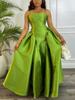 Green Party Dress Spaghetti Strap Sleevless High Waist Ball Gowns Long Outfits for Women