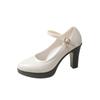 Ankle Strap Thick Heels Pumps for Women 2024 Pu Leather Office High Heeled Shoes Woman's Elegant Platform Mary Jane Shoes Casual