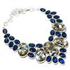 Zebra Jasper, Blue Topaz Handmade 925 Sterling Silver Gift Necklace 18" G9u21