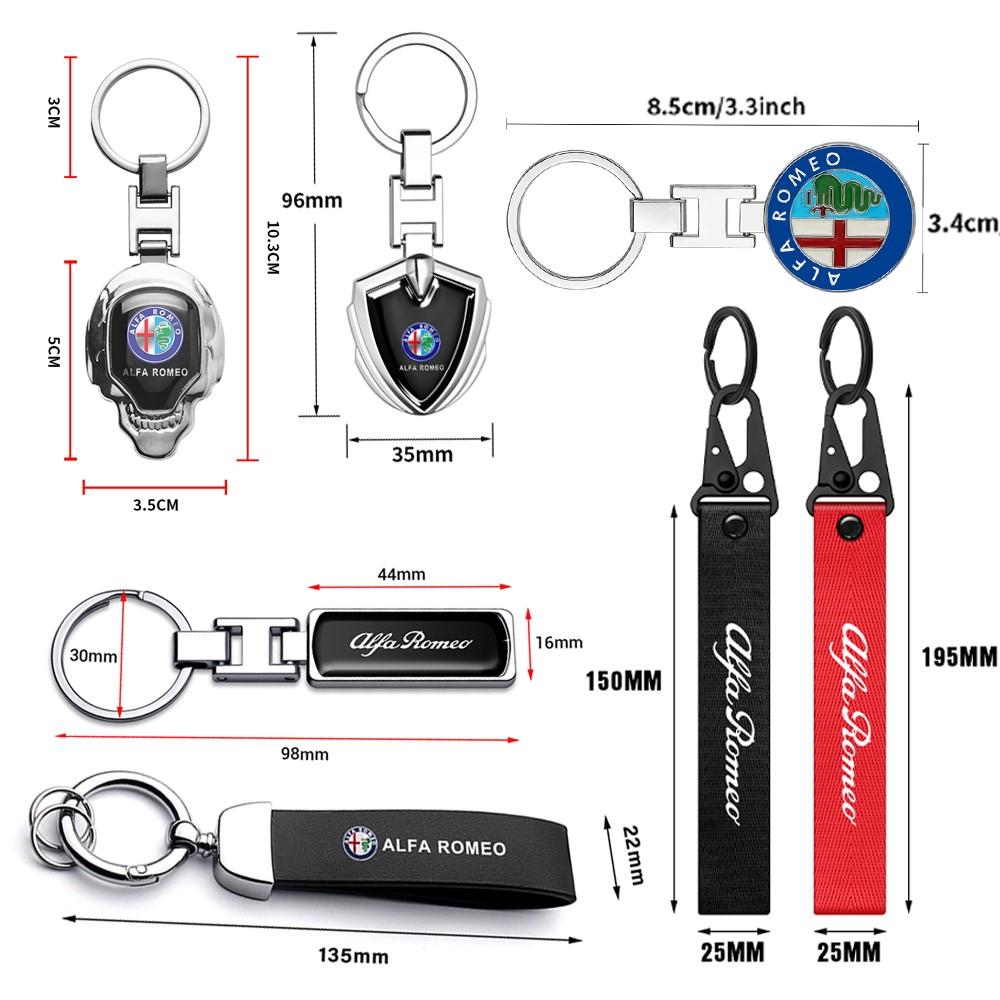 XTXG4 Metal/Leather/Nylon Car Keychain Auto Badge Styling Gift Pendant For Alfa Romeo Sportiva 156 Stelvio Giulia Giulietta 147 GT 4C