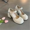 Туфли Мэри Джейн для женщин Zapatos Para Mujer Массивный каблук Свадебная вечеринка Туфли для платья Весна Новые Лакированная кожа Высокие каблуки