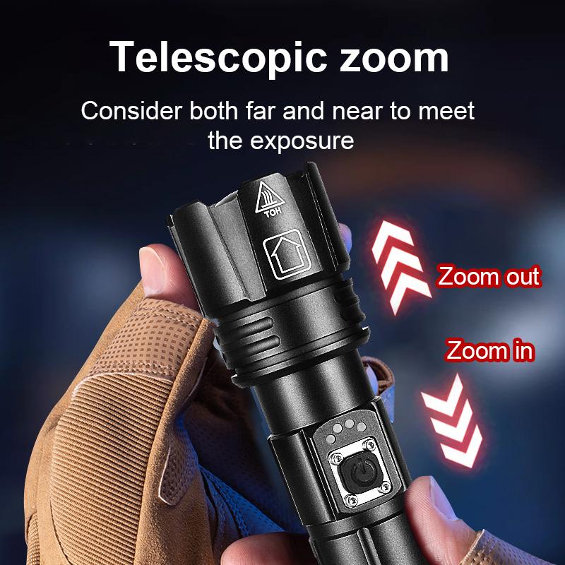 XHP360 Super High Power Flashlight Waterproof Outdoor Flashlight Long Range Zoom Torch Light