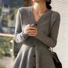 Cardigan Coat for Women Autumn Loose Long Sleeve Knit Cardigan V Neck Casual Solid Color Sweaters Jacket