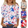 Women's 3/4 Sleeved Shirt Holiday Top Independent Day Pattern T-shirt Casual Basic Top Pullover