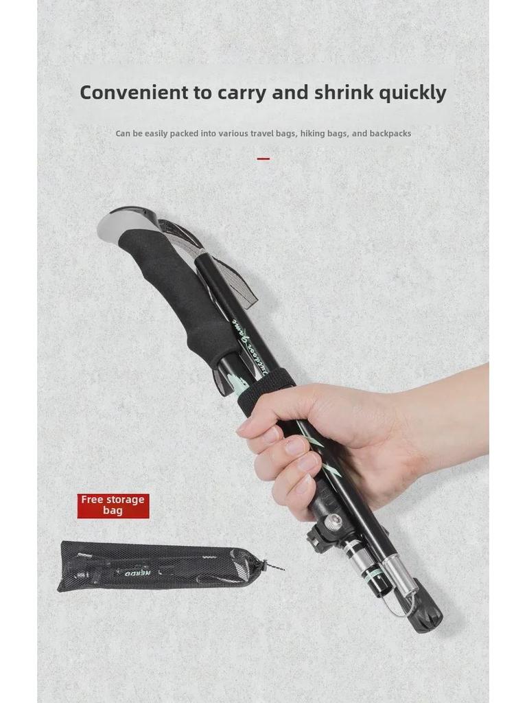 Ultra-Light Folding Aluminum Trekking Pole: Telescopic Hiking and Walking Stick
