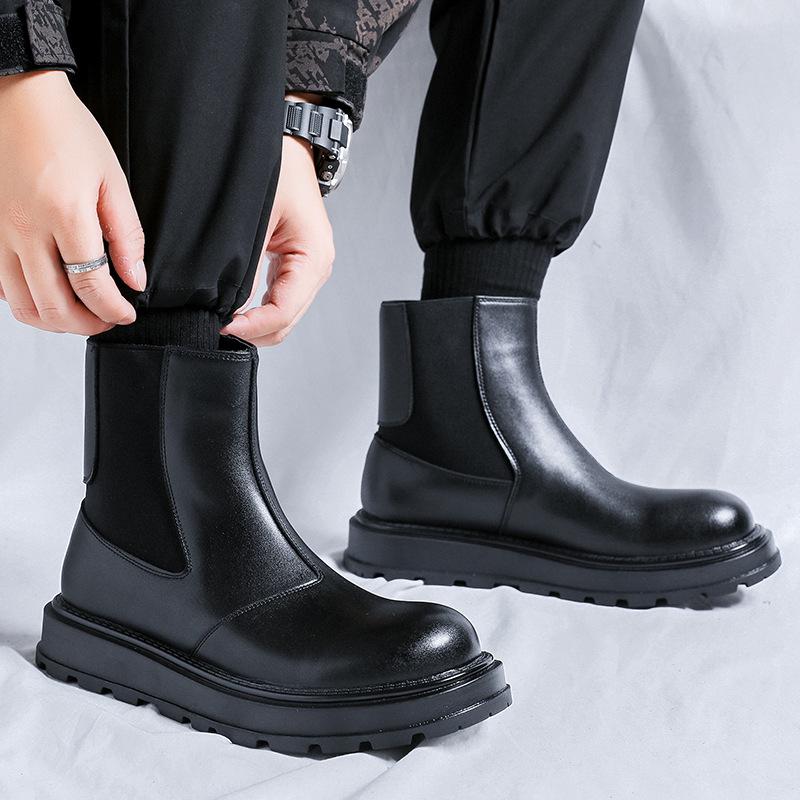 Английский стиль мужская мода ботинки челси слипоны обувь из натуральной кожи ковбойские ботинки на платформе весна осень крутые ботильоны мужские