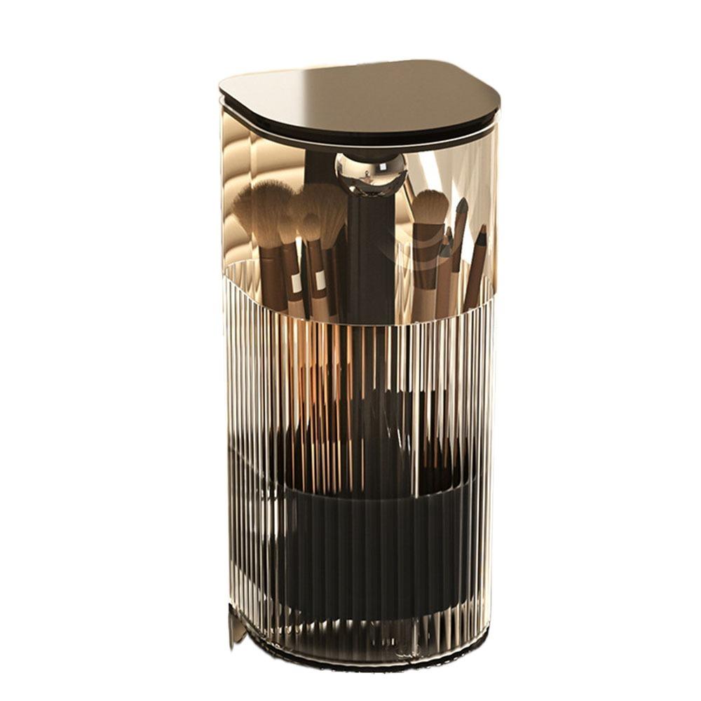 Transparent Automatic Lifting Makeup Brush Holder with Lid Makeup Brush Storage Tube for Brush