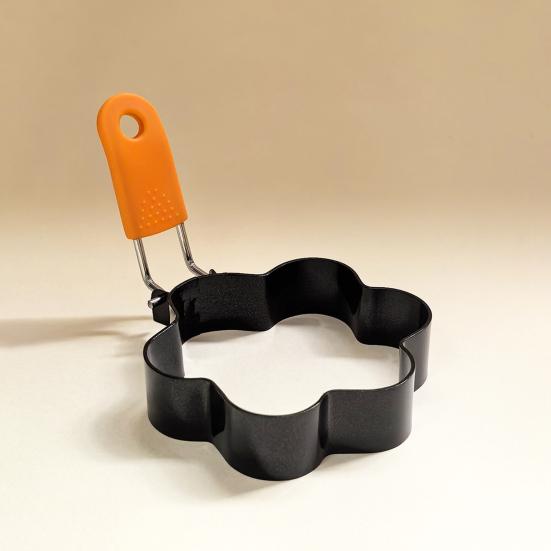 Egg Ring Heart Circle Flower Star Shapes Non-Stick Foldable Handle Egg Mold for Frying Eggs English Muffins Breakfast Sandwich Burger Maker Kitchen