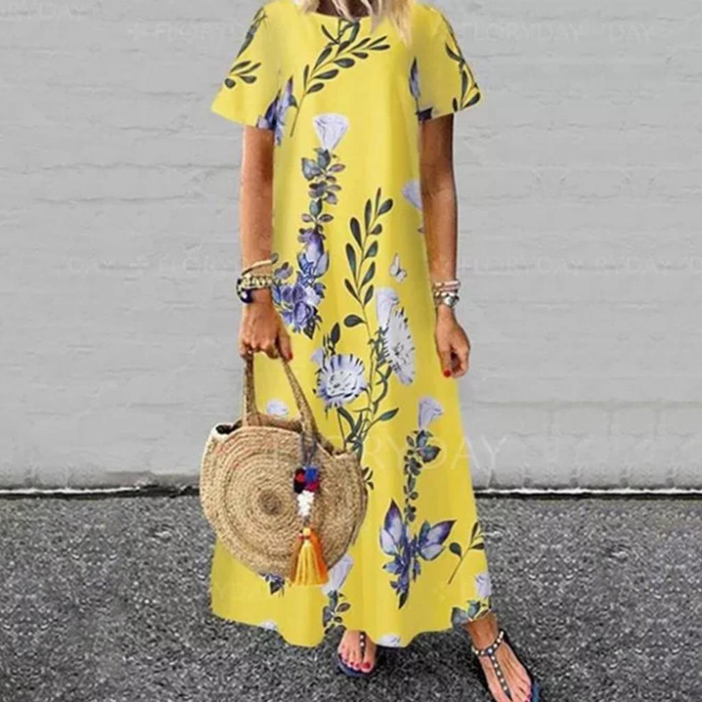 Casual Dress Wide Hem Skin-friendly Elegant Women Women Wide Hem Loose Dress for Outdoor