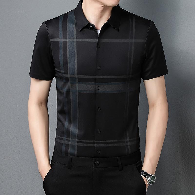 Летняя новая рубашка с короткими рукавами, мужская деловая повседневная высококачественная бесшовная не требующая глажки тонкая рубашка