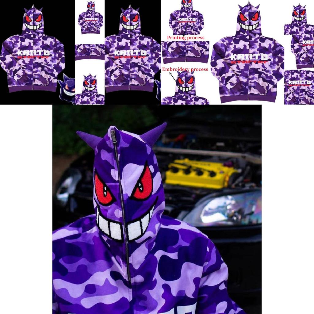 Модная толстовка с капюшоном на молнии Gengar Pokémon для осени