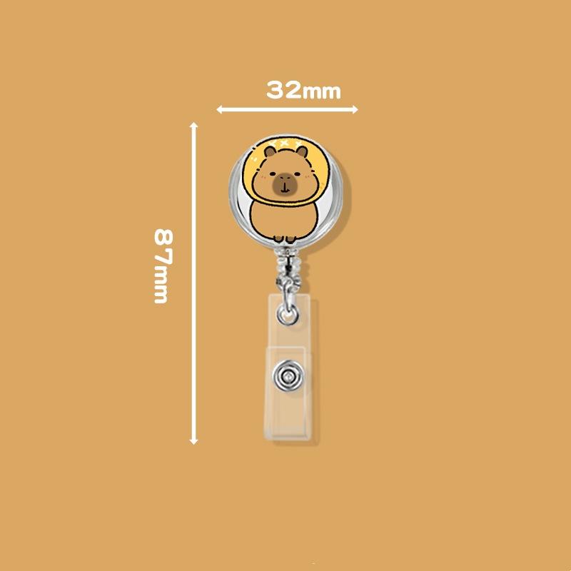 Cute Cartoon Capybara Acrylic Retractable Badge Reel Student ID Card Badge Holder Gift for Doctor Nurse Name Tag Anti-Loss Clip