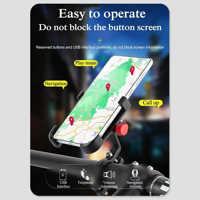 360° Rotatable Aluminum Adjustable Bike Phone Holder Non-Slip Cycling Phone Mount Stand For 4.5-7.2 Inch Phone