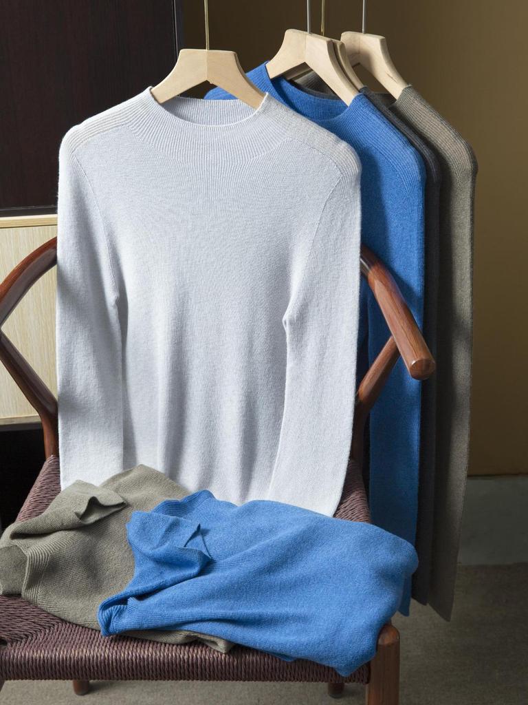 Skin-Friendly Seamless Merino Wool Base Layer Knitwear - Half & Full High Neck