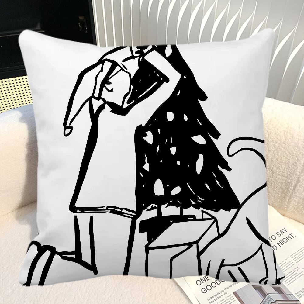 Modern Korean Black And White Love Theme Pillow Case Square Pillow Bedroom Sofa Leisure Comfort Cushion Car Home Decoration