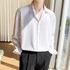 Autumn Men's Long Sleeve Shirts Fashion Korean Baggy No-iron Business Casual Elasticity Lapel Collar Shirt