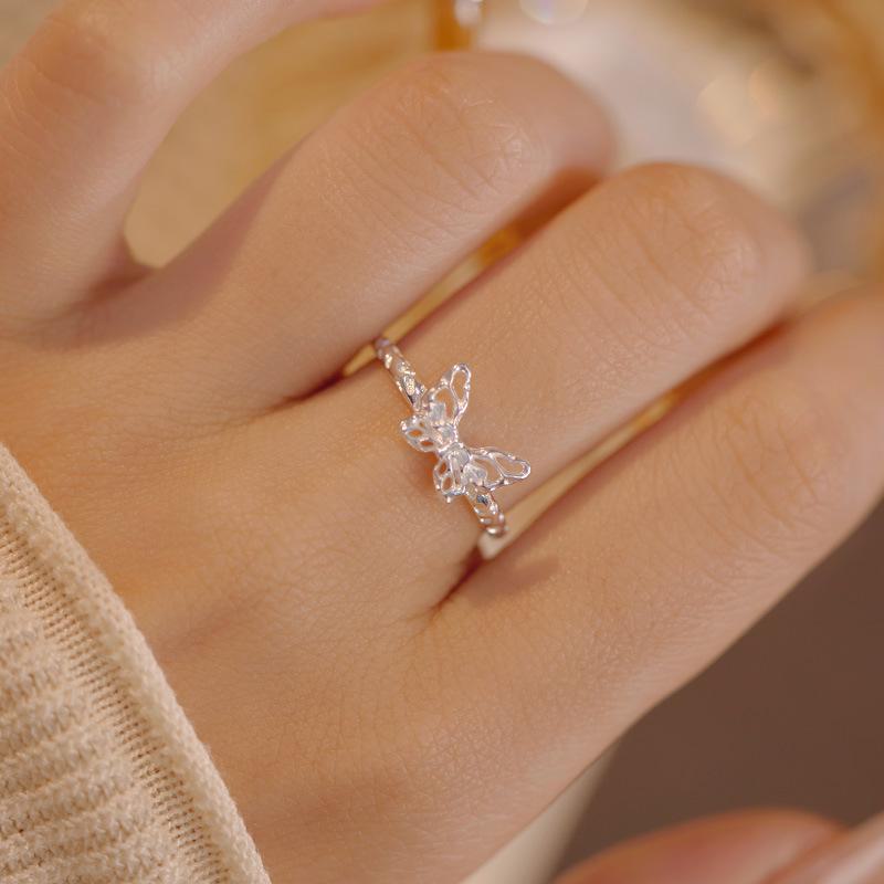 Открытое кольцо Banyan Tree S925 Silver Butterfly Textured Womens - Light Luxury, уникальный дизайн, новое поступление