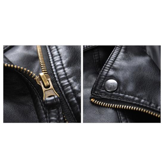 Женское весенне-осеннее пальто из искусственной кожи с отложным воротником на молнии и карманами ветрозащитная молния сплошной цвет плюс размер мотоциклетная куртка с длинными рукавами