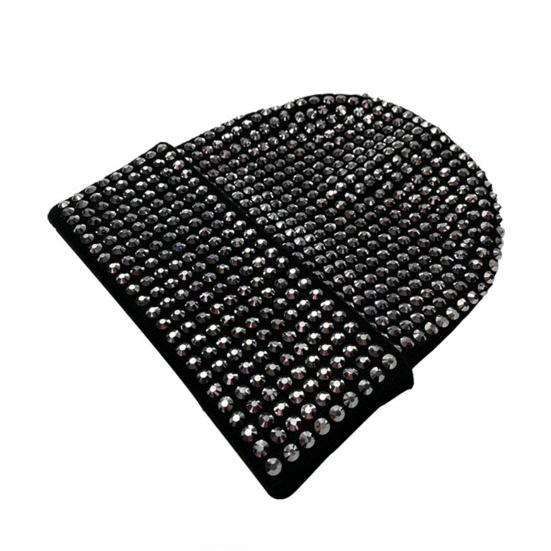 Унисекс зимняя шапка со складчатыми полями, однотонная эластичная шапка со стразами, сохраняющая тепло, для взрослых, для холодной погоды, для улицы и повседневной жизни