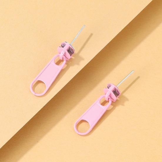 1 пара серег-гвоздиков на молнии в форме ювелирных изделий с мультяшным рисунком ярких цветов для ушей