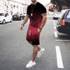 3D Men's Gradient T-shirt Shorts Sportswear Men 2 Pieces Fashion Clothing 2025 New Men's Clothing Jogging Suit