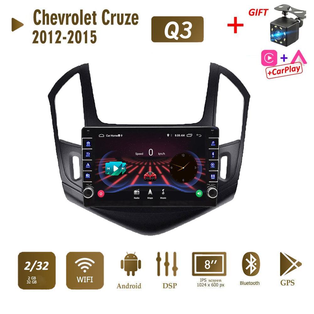 Автомобильное радио для Chevrolet Cruze 2012-2015 с кнопкой, 2Din мультимедийный плеер, Android, GPS-навигация, головное устройство 2din Carplay 2 + 32 ГБ