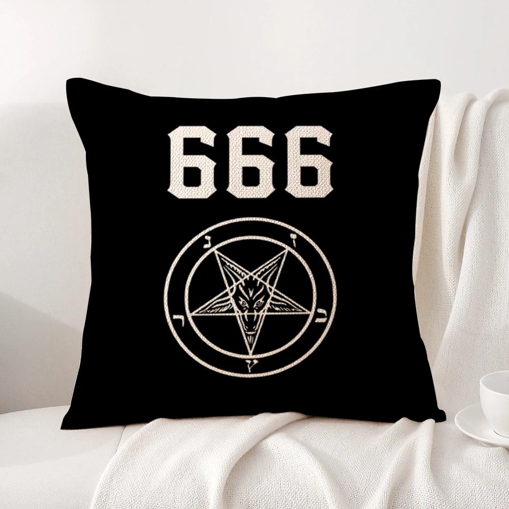 P-Пентаграмма 666 Демоническая S-Сатанинская Наволочка Натуральный Лен Органическая Ткань Двусторонняя Печать Дышащая Для Домашнего Декора