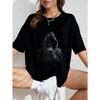 White Oversized T Shirt With Hooded Figure Print For Casual Wear