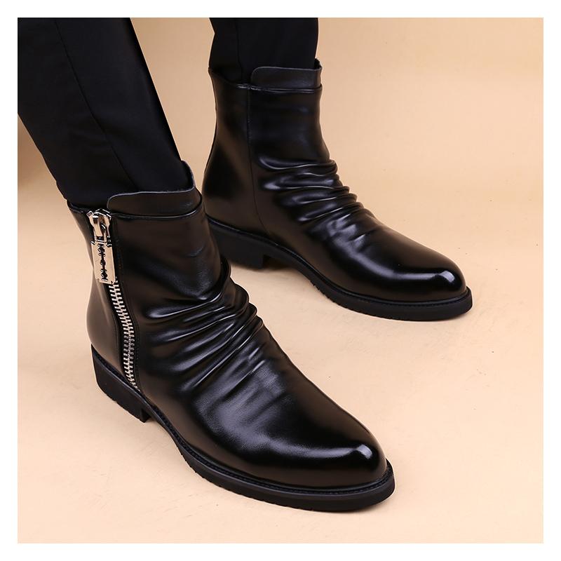 Модные мужские вечерние платья для ночного клуба осенне-зимние сапоги черные стильные оригинальные кожаные туфли ковбойские ботильоны крутые короткие ботинки