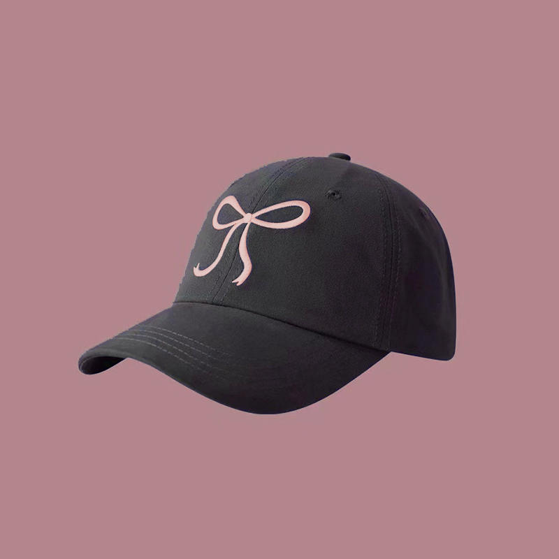 Sweet Bowknot Embroidery Baseball Hat For Women Solid Color Korean Girl Peaked Cap Outdoor Soft Cotton Snapback Sun Visors Hat