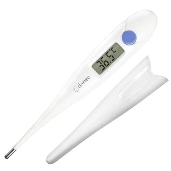 dretec Thermometer Predictive 15-Second Measurement Fast Baby Child Speed Electronic Axillary Flexible Tip Soft Touch Case Antibacterial Resin Digital