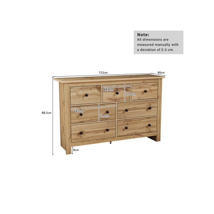 Meuble de salle à manger de grande capacité en style minimaliste moderne, meuble bar à café en bois d'origine (avec 7 tiroirs)