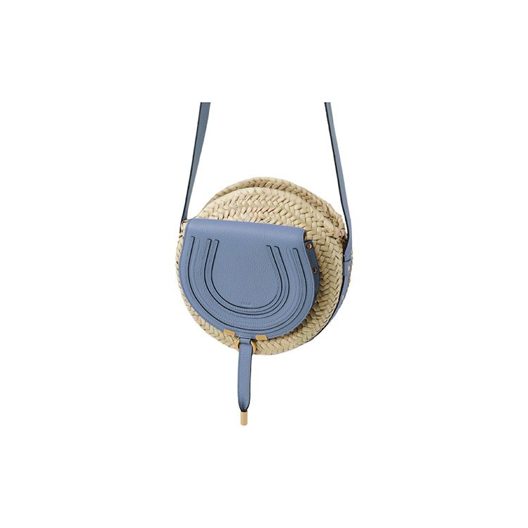 Chloe Marcie Adjustable Strap Handwoven Rattan And Calfskin Crossbody Bag Women bags Blue CHC23-SS736I32-484