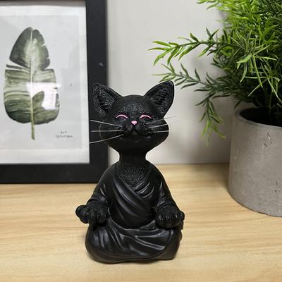 Медитация кошки Медитация животного Статуэтка кошки из смолы Дзадзэн Кошка Украшение Ремесла Орнамент Скульптура Креативный дом