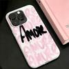 Высококачественный силиконовый чехол Amore Doodle Letters для iPhone 11 14 Plus 12 17 15 13 16 Pro Max с амортизацией