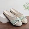 Women Slippers Summer Cloth Shoes Ethnic Style Linen Flat Slippers Women's Outside Baotou Half Dragged Women Sandals Bead Style