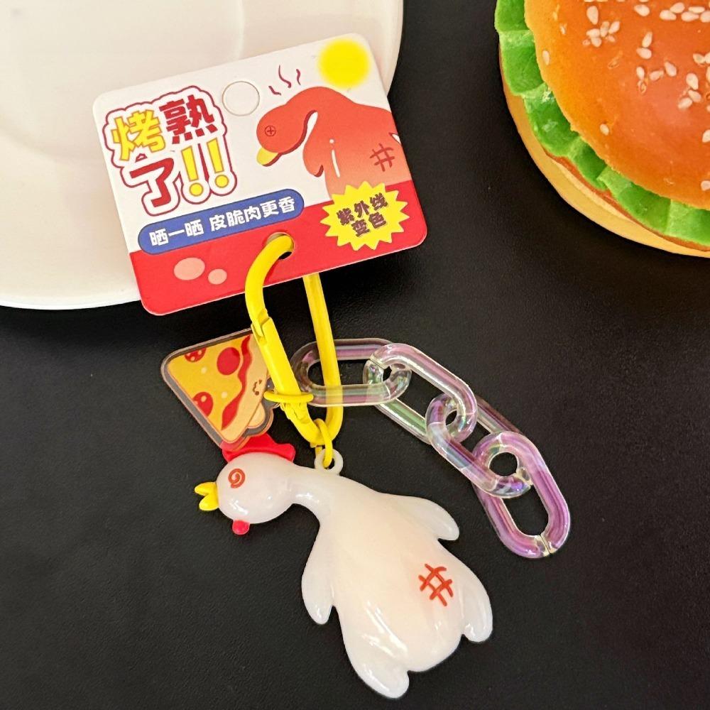 Креативный кулон в виде утки, меняющий цвет под УФ-излучением, мультяшный брелок в виде жареной курицы, для пары