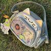 Kawaii Cat PU Cute Girls Transparent Pocket Aesthetic Shoulder Crossbody Bags Women's Fashion Backpacks
