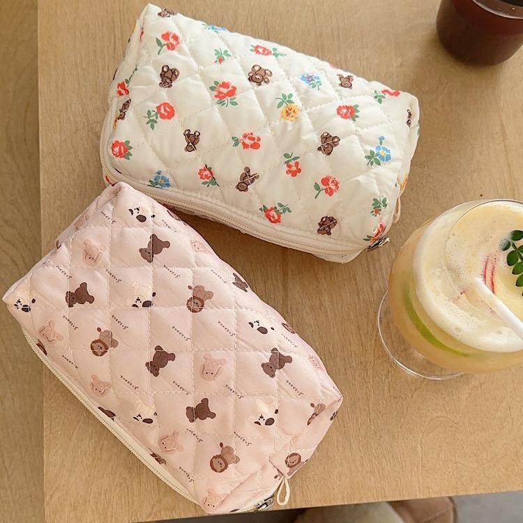 Свежая стеганая косметичка большой емкости для девочек - милый студенческий пенал на молнии для канцелярских принадлежностей