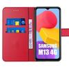 Coque pour Samsung Galaxy M13 Flip Case Effet Cuir Anti Rayure Antichoc - Rouge