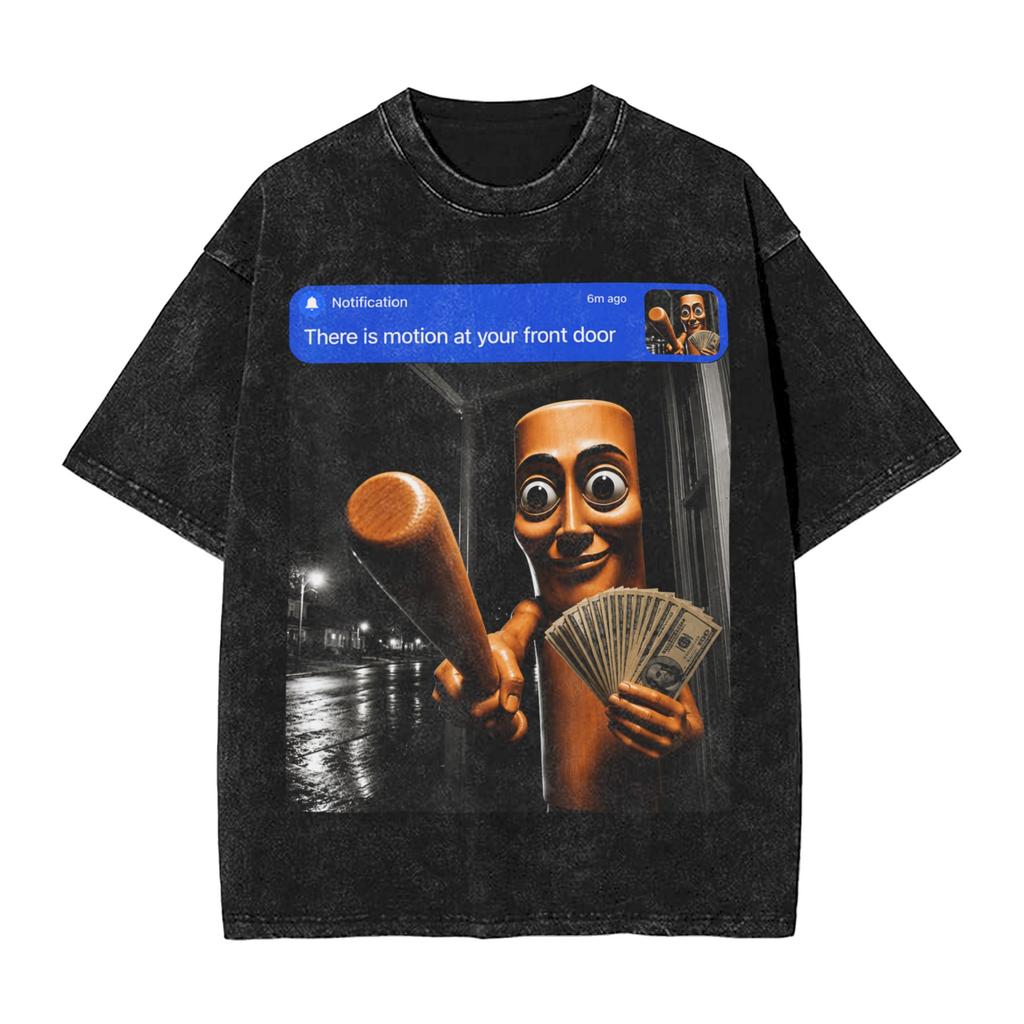Men's Tung Sahur There Is Motion At Your Front Door Brainrot Meme T Shirts Top Tees Summer Vintage T Shirt O-Neck Casual Tshirt