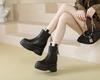 Женские ботильоны на платформе 11 см, модные женские ботинки на высоком каблуке, осенне-зимние ботинки с резиновой подошвой, женские кожаные ботильоны