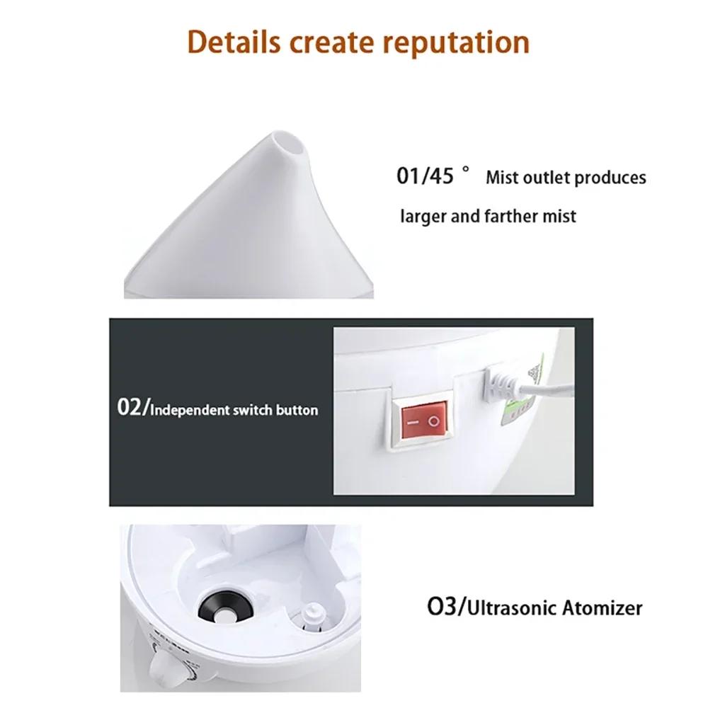 Портативный увлажнитель воздуха, диффузор эфирного масла, увлажнитель со светодиодной лампой для домашнего помещения, ручка для создания тумана, 2,6 л, увлажнитель