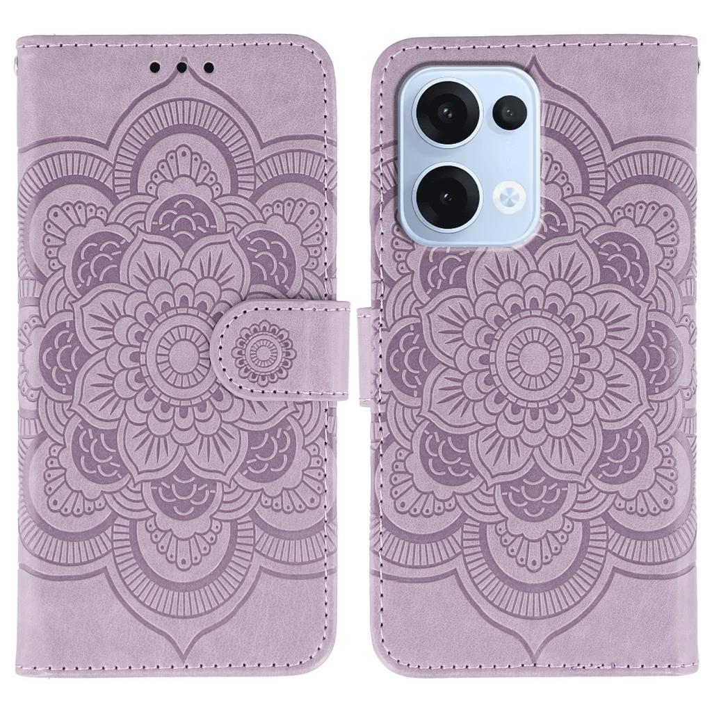 For Oppo Reno13 5G (Global) Case PU Leather Mandala Imprinted Design Wallet Phone Cover