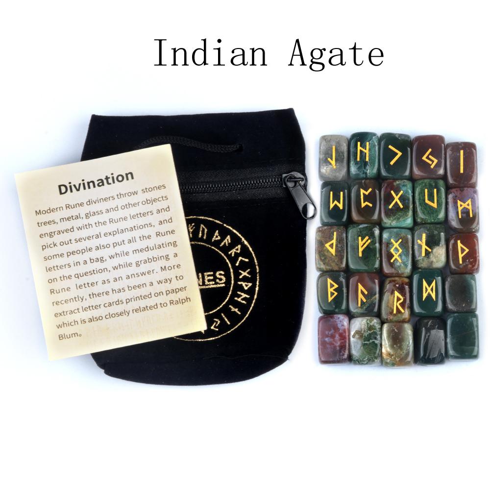 25 шт./компл. натуральный кристалл агата руны каменные украшения декоративные, кусок драгоценного камня с гравировкой букв аксессуар, амулет гадание ювелирный декор 18x12 мм