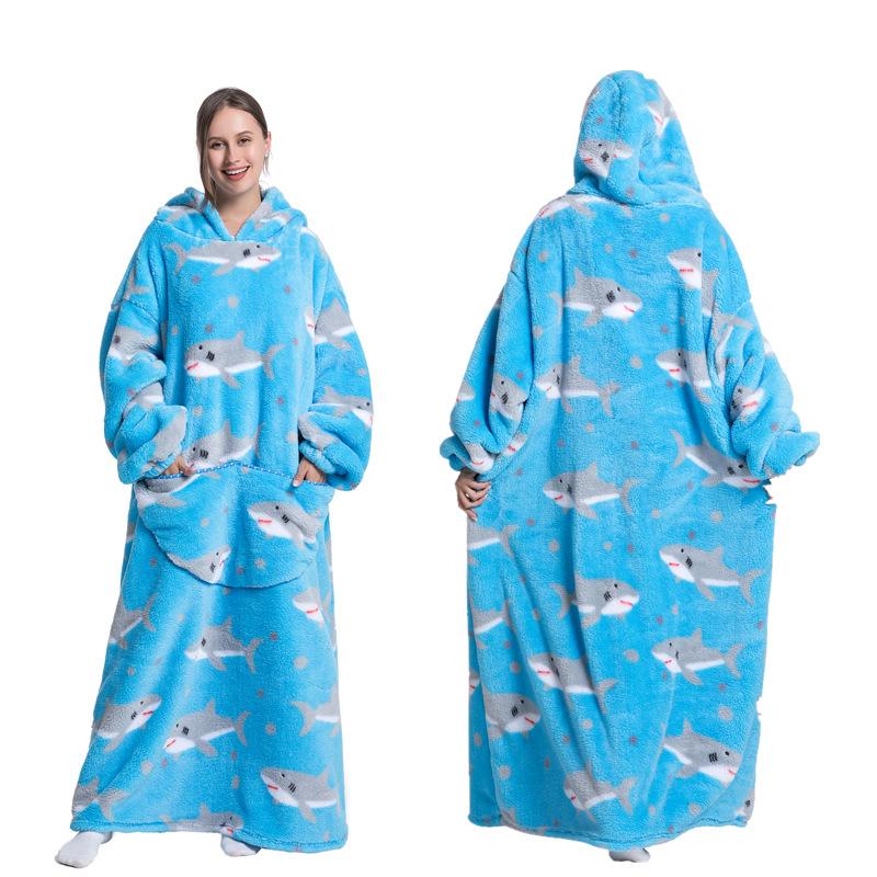 Зимний теплый флисовый халат с капюшоном для женщин, большое одеяло 140 см с рукавами, флисовые теплые толстовки, толстовки, гигантское ТВ-одеяло, женский халат с капюшоном