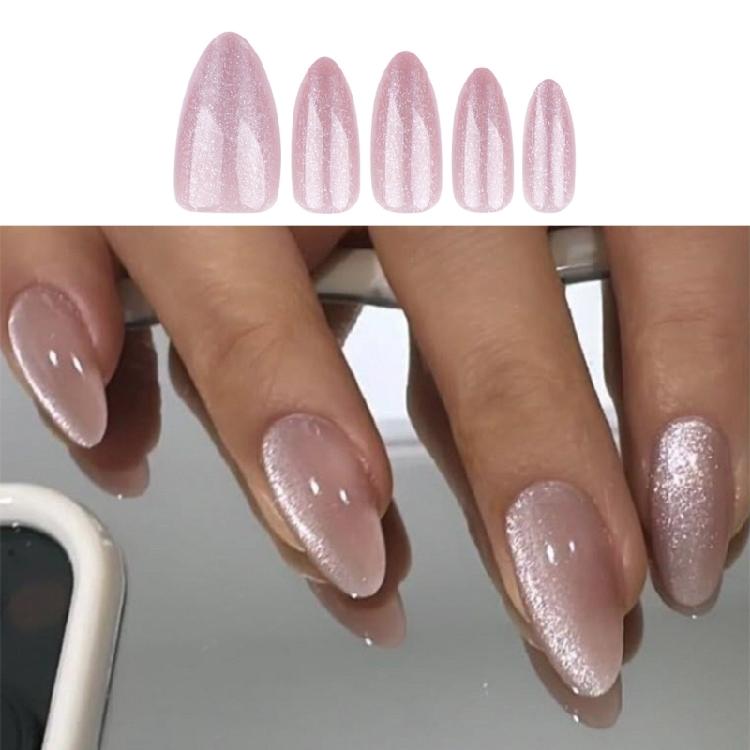 24 шт. накладные ногти миндалевидной формы с эффектом «кошачий глаз», короткие, акриловые, для вечеринок и торжеств.