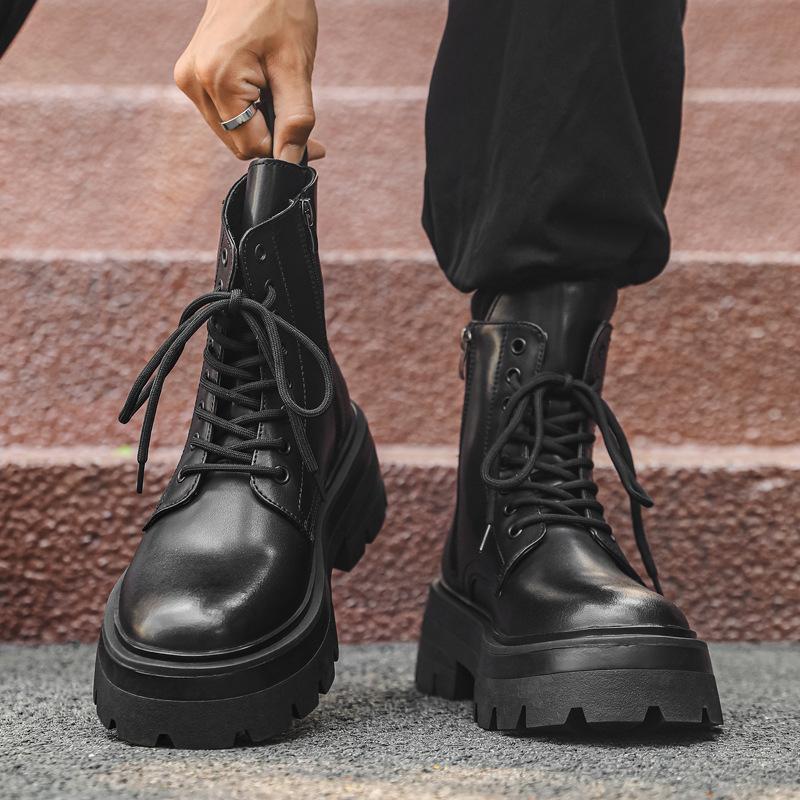 Winter Martin boots men's high-top British style tooling shoes heightening leather boots velvet locomotive boots 3318-J